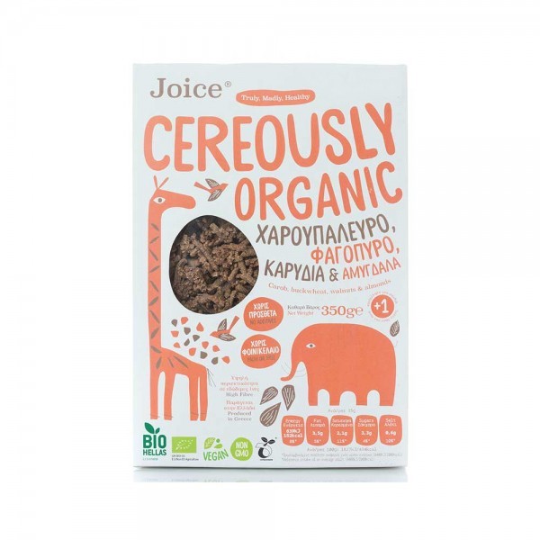 Cereously Organic Χαρουπαλευρο-Φαγοπυρο-Καρυδια-Αμυγδαλα 350gr Joice